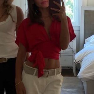 Zara Vibrant Red Wrap Blouse